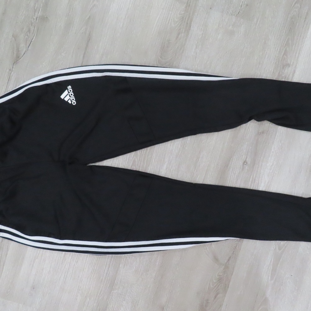 Adidas Kids Black Joggers with White Stripes